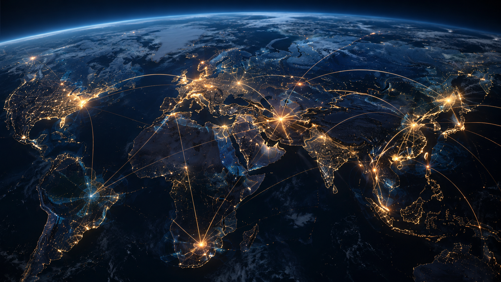 Night map showing interconnected regions